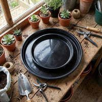 Plant Pot Saucer with Ridged Flower Pot Base and Plant Saucer, Flat Edge Pot Tray for Contemporary Balcony Garden Decor