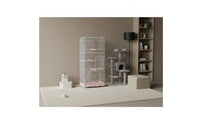 Easy to Clean Multi-Level Cat Enclosure with Wheels Cat Villa Enclosure Slide-out Tray Pet Supplies for Indoor