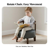 Upholstered Swivel Stool with Backrest Multi-Purpose Low Chair for Living Room
