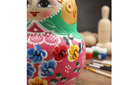 10 Pieces 10 Layer Wooden Doll Birthday Gift Russian Nesting Doll Set Floral Pattern Children's Toy for Home