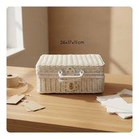 Wicker Gift Box Latch Closure Woven Carry Box Easy to Stow for Photography Prop