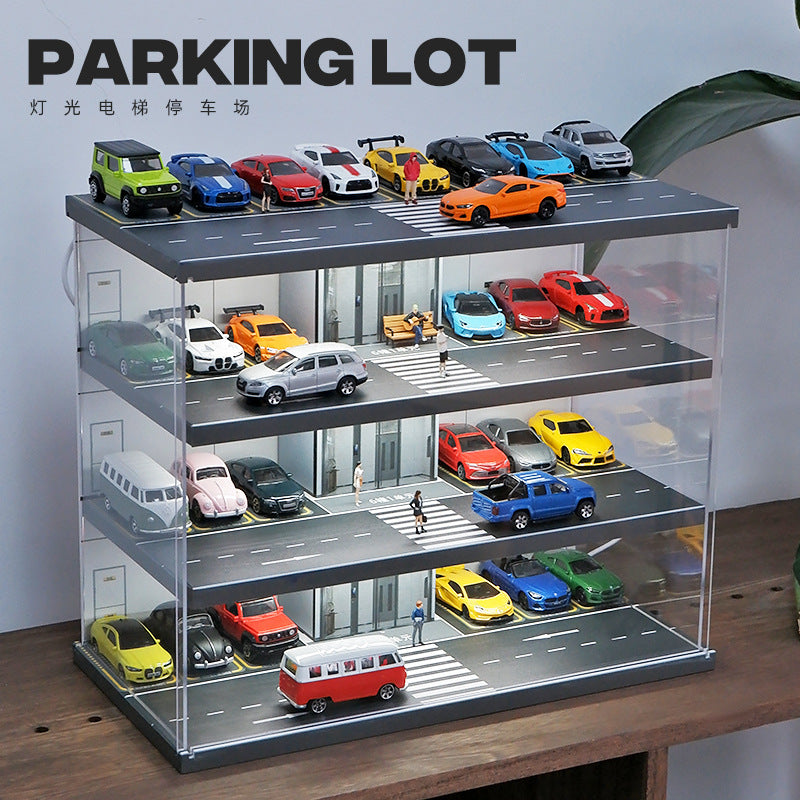 1:64 Scale Car Model Parking Lot Storage Display Cabinet for Tomica Toy Cars