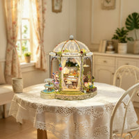 Garden Gazebo Estate Ornament Mortise-and-Tenon Garden Gazebo Model Decorative Craft Decor for Home Display