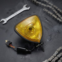 Triangular Motorcycle Headlight with Mounting Brackets Custom Motorcycle Headlight Assembly Sturdy high/low Beam for Motorcyclists