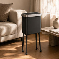 Lidded Trash Can Easy Clean Rolling Trash Can Reinforced Bottom