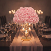 Decorative Rose Lamp with Crystal Beads Floral Rose Lamp Romantic Ambient for Girls, Teens, Bedroom, Nightstand, Vanity