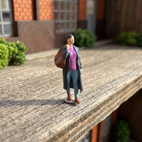 1/64 Scale Woman in Trench Coat Resin Miniature Woman Collectible Miniature Figure with Coat for Collectors