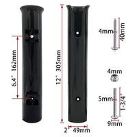 Black Two-Hole Detachable Fishing Rod Tube ABS Plastic Marine Rod Holder for Boats and Yachts
