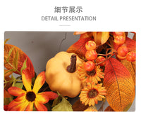 亚马逊感恩节花环农舍家居向日葵装饰花圈 秋天南瓜丰收节日壁挂