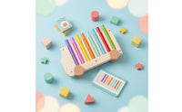 Early Learning Color Stick Matching Toy Hand-Eye Coordination Wooden Color Sorting Bus Natural Wood Fine Movement Skills Bus Toy Screen-Unrestricted Play for Toddlers, Preschoolers, Kids, Preschool, Daycare, Classroom