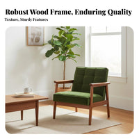 Upholstered Single Sofa Japanese with Design Armchair Firm Wood Frame Soft Upholstery for Readers, Living Room, Bedroom