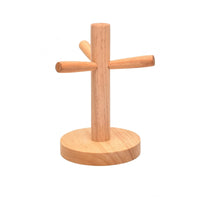 Wooden Cup Drying Rack Natural Wood Wooden Mug Holder Rustic Style
