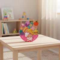 Wooden Food Stacking Toy Promotes Brain Development Wooden Building Toy Smooth Rounded Edges Culinary Stacking Game for Young Children, Preschoolers
