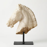 Horse Head Sculpture Weathered Tabletop Ornament with Base Vintage for Study