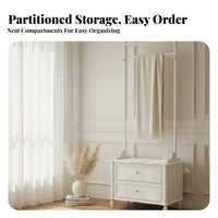 Clothes Rack with Integrated Nightstand Space-Saving Design Bedroom Furnishing