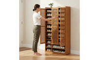 Multi-Layer Shoe Storage Cabinet Large Capacity Louvered Door Footwear Storage Unit Space Saving Household Furniture for Entryway, Hallway, Closet