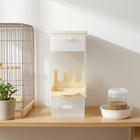 Bird Feeder Box Rectangular Bird Feeder with Tray Transparent for Indoor Aviary