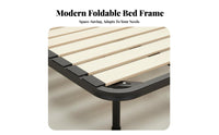 Foldable Design Slatted Bed Frame Sturdy Construction Mattress Support Heavy-Duty Bedroom Furniture Improves Ventilation for Homeowners, Renters, Adults, Guest Room, Apartment, Home