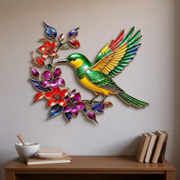 Metal Bird Wall Art Indoor and Outdoor Use Floral Bird Wall Decor Rust-Resistant