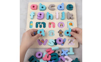 Wooden Letter Puzzle Educational Lowercase Letter Puzzle Pastel Toy for Preschoolers
