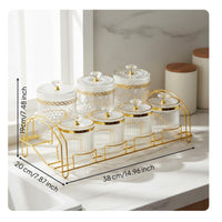 7 Pieces Clear Pantry Organizer Jars Light Luxury Design for Kitchen Counter