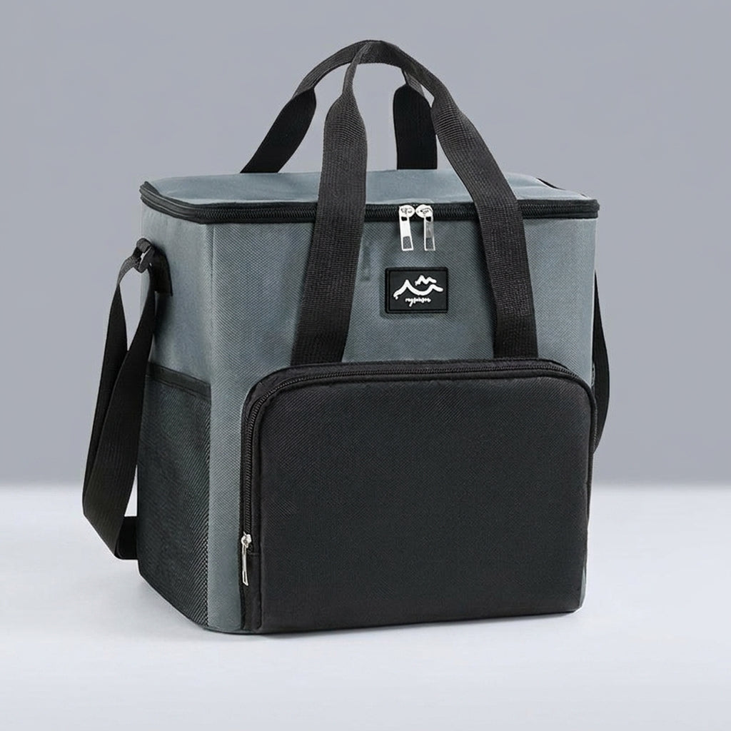 Cool Bag for Picnic Bag Use with Shoulder Strap, Thermal Bag with Mesh Pockets and Front Pocket, Oxford Cloth Delivery Bag for Camping BBQ
