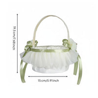 Flower Girl Carry Basket Elegant Lace Ribbon Basket Lightweight for Children