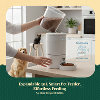 App-controlled pet feeder, timed meals