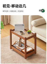 可移动沙发边几侧边柜简约玻璃茶几迷你角几小桌子卧室床头置物架 拾光玻璃移动边几【茶色】