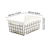 Kitchen Storage & Organisation Baskets for Shelves with Handles, Wire with Removable Textile Liner for Toys and Bathroom