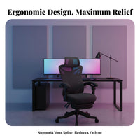 Ergonomic Reclining Chair with Footrest cradle Computer Seat Adjustable neck restrest 350lbs Weight Capacity for Workstation