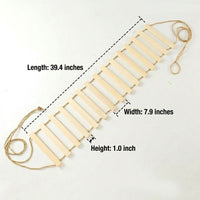 Solid Wood Cat Ladder and Climbing Function Steps, Cage Mounted Sisal Rope Perch, Flat Support Structure Bridge for Indoor Small Animal Play
