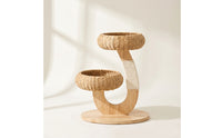 Wooden Pet Perch System with Rattan Perch Compact Space-Saving Feline Furniture for Cats, Kittens, Living Room