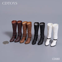 现货cdtoys CD080 1/6女兵人实心高跟鞋中筒靴子模型适合拆脚素体
