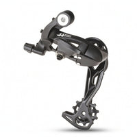 Cable-Actuated Rear Derailleur with Metal Cage Compact Bike Rear Derailleur Long-Lasting Easy to Install for Cyclists, Mountain Bikers, Road Bikes