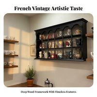 French Retro Aesthetic Arched Compartment Wall Shelf Vintage Design Arched Accent Shelf Space-Saving Display Unit Multi-Purpose for Home Decorators, Decor Enthusiasts, Kitchen, Living Room, Bedroom, Entryway