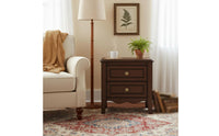 Compact Wooden Bedside Table Dark Brown Solid Wood Bedside Table Round Knob Pulls Home Furniture