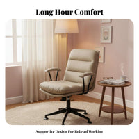 Upholstered Swivel Chair Padded Armrests Upholstered Roller Chair for Adults