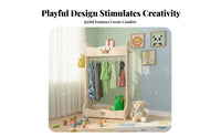 2 Pieces childs' Valet Stand Featuring Mirror Cartoon Design Young Child Playtime Costume Station Promotes Organization Easy