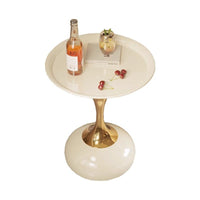 Luxury Metal Round Side Table with Creamy Style