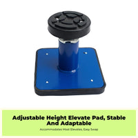 Non-slip pad stabilizes car lift.