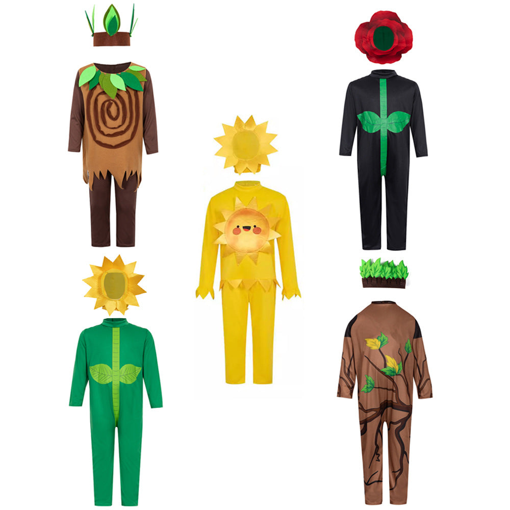 Kids Cosplay Plant Rose Flower Costume Role Play Sunflower Tree Performance Outfit