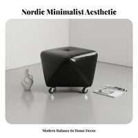 Faceted Upholstered Pouf Sturdy Construction Low Stool Space-Saving for Students