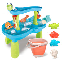 Children's Outdoor Sand and Water Play Table with Four-Tier Pool, Garden Beach Set
