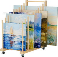 Wooden Artwork Drying Rack, Wall-Mounted Display Shelf, 4-Tier, New Chinese Style