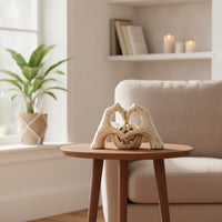 Pumpkin with Fond Clasp Festive Halloween Pumpkin Statue Whitewashed Jack-O'-Lantern Figurine for Desk, Shelf, Windowsill
