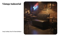 Stain-Resistant Retro Cafe Sofa Easy to Clean Industrial Bar Bench High-Density Foam Black Leatherette Booth Waterproof for Interior Designers, Business Owners, KTV Lounges, Milk Tea Shops, Restaurants, Cafes