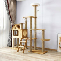 Cat Activity Center and Climbing Frame with Space Capsule Cat Bed, 5-Level House Featuring Ladder and Hammock, Multi Level for Large Indoor Cats
