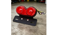 High Visibility Motorcycle Tail Light with Bracket Bright Dual Round Tail Light Long-Lasting Universal for Custom Bike Builds