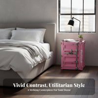 Lockable Metal Nightstand Industrial Design Bedside Table Sturdy Construction